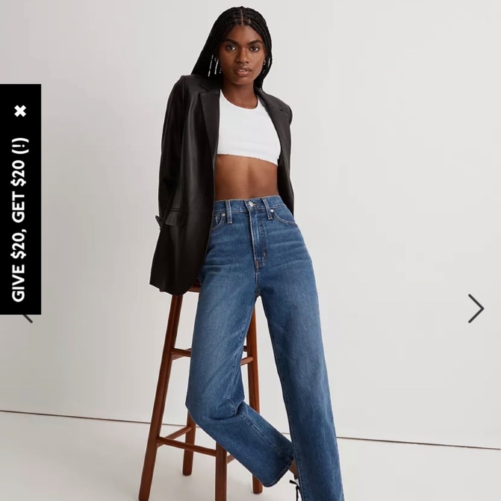 Madewell High-Rise Straight Jeans in Mid Blue